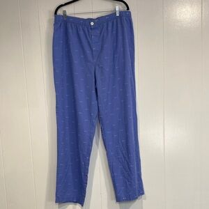 Lands’ End Cotton Pajama Pants | Blue Lounge Sleepwear | Large Tall 36–38